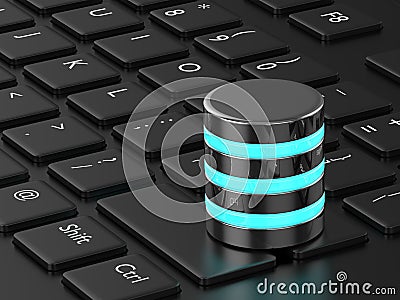 3d render of storage database on keyboard Stock Photo