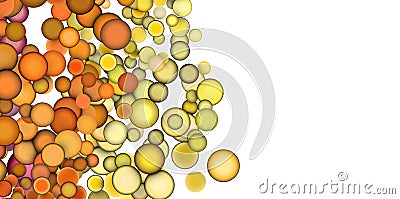 3d render strings of floating balls in multiple orange yellow Stock Photo