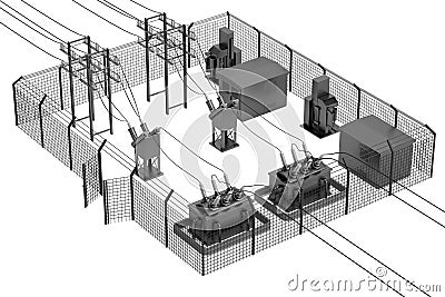3d render of substation Stock Photo