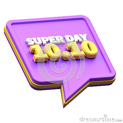 3d render super day 10.10 discount isolated. Cartoon Illustration