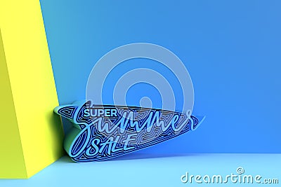 3D Render Super Summer Sale Calligraphic Text Flyer/Poster 3D illustration Design Cartoon Illustration