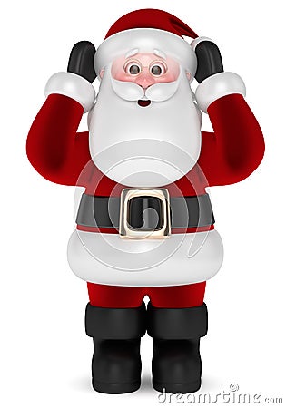 3d render of surprised Santa Claus over white Stock Photo