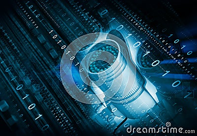 Surveillance camera with binary streams Stock Photo