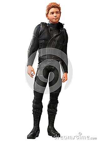 Teenage Boy Agent in Stealth Infiltration Attire Stock Photo