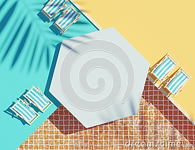 3d render top view of white blank cylinder frame for mock up and display products with water Caustics below swimming pool or shiny Stock Photo