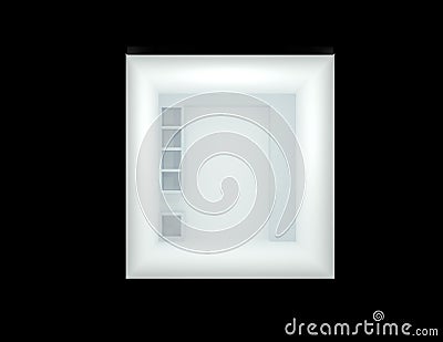 3d render view of room background wall for decor five openings Stock Photo