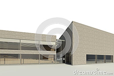 BIM 3D render - view to the modern building Stock Photo