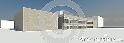 3D render - view to the modern building Stock Photo