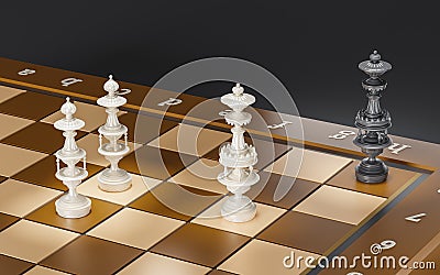 3d render chessboard with two bishops checkmate on black background Stock Photo