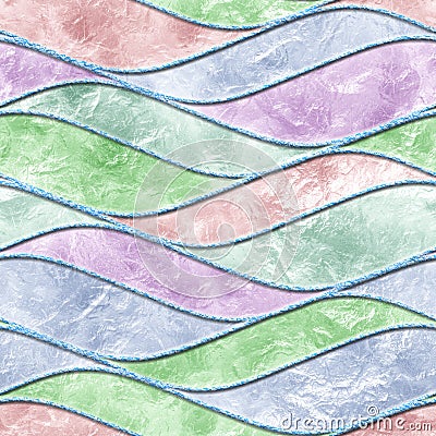 Carving waves pattern on background seamless texture, patchwork pattern, pastel color, grunge texture, 3d illustration Stock Photo