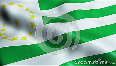 3D Render Waving Colombia Department Flag of Caldas Closeup View Stock Photo