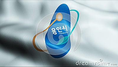3D Render Waving South Korea Province Flag of Gangwon Editorial Stock Photo