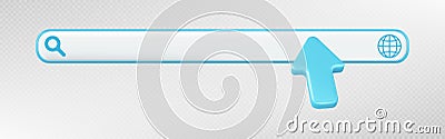 3d render web search site bar with arrow cursor Vector Illustration