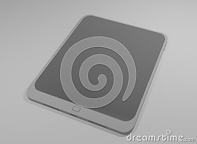 3d render white Tablet computer with blank black and white screen isolated. White device PC. Pad with blank screen. mockup product Stock Photo