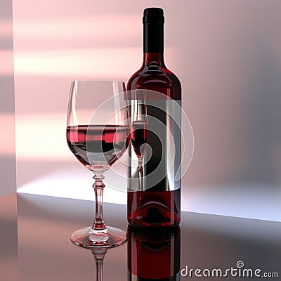 3d Render Wine Bottle With Emphasis On Light And Shadow Stock Photo