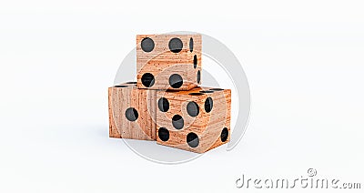 Wodden Casino dice on a white background Stock Photo