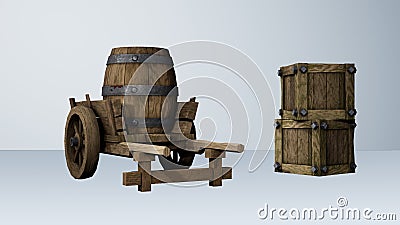 3D render - wooden barrels isolated on white background Stock Photo