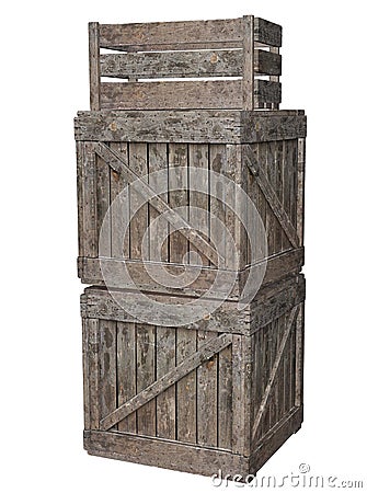 3D Render of Wooden Crates Stock Photo