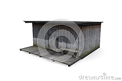 3D render wooden shed on a white background. Isolate 3d model Stock Photo