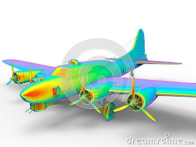 3D render - ww2 bomber in rainbow colors Cartoon Illustration