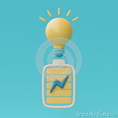 3d render yellow lightbulb,idea loading concept. Stock Photo