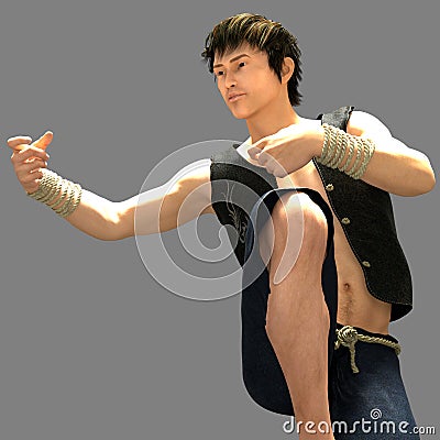 Young Chinese Man Practicing Kung Fu Stock Photo