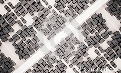 3d rendered, aerial view of city with road Stock Photo