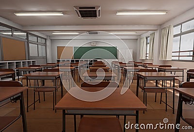 Class Room 3D rendered Background Stock Photo