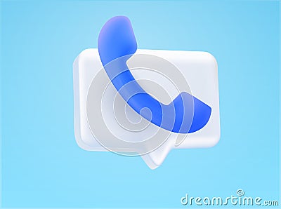 3d rendered call, phone icon on chatbox, isolated on background. 3d call and message symbol. Communication application Vector Illustration