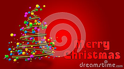 Abstract Colorful 3D Christmas Tree Banner. Stock Photo