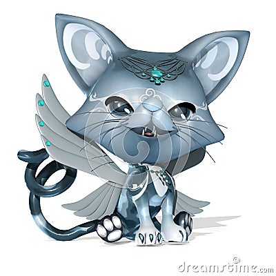 3D Rendered cute fantasy pet on white Stock Photo