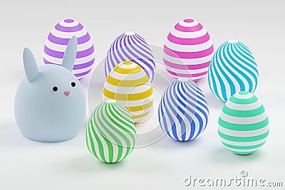 3d rendered decorative precious easter eggs on grey background for wallpapers, greeting cards, posters, ads. Stock Photo