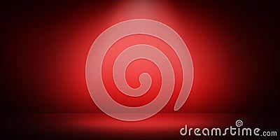 3D Rendered Empty Red Room with Spot Light in Center. Modern Abstract Free space room Stock Photo