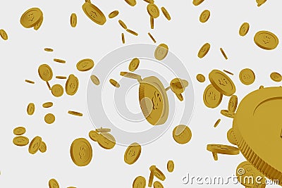 3d rendered failing golden coins Stock Photo