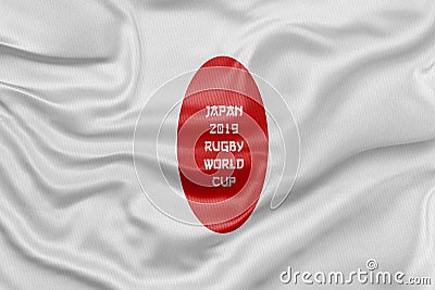 3D Rendered flag for the Japan 2019 Rugby World Cup. Stock Photo