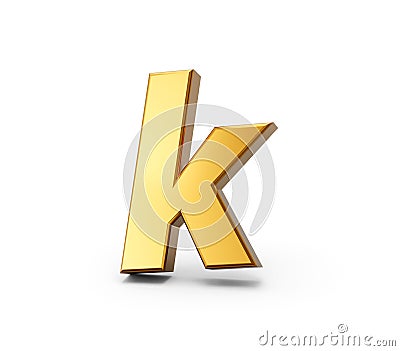 3D rendered golden letter k isolated on a white isolated background Stock Photo