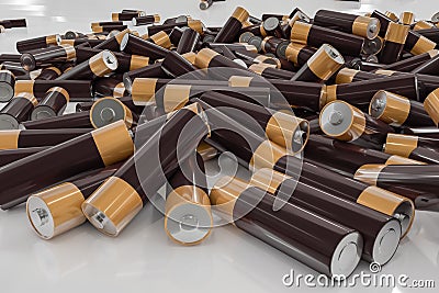 3D rendered illustration of alkaline batteries Cartoon Illustration