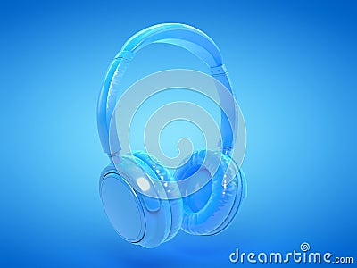 blue headphones Cartoon Illustration