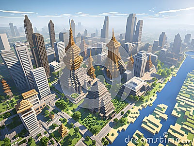 3d rendered illustration of the city of bangkok with the beautiful landscape, Ai Generated Cartoon Illustration