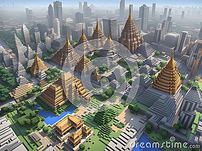 3d rendered illustration of the city of bangkok with the beautiful landscape, Ai Generated Cartoon Illustration