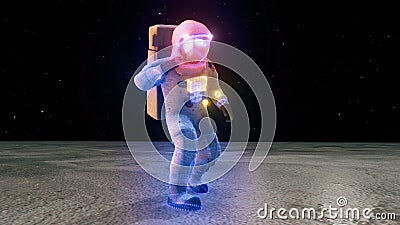 3d rendered illustration of dancing astronaut in moon Cartoon Illustration