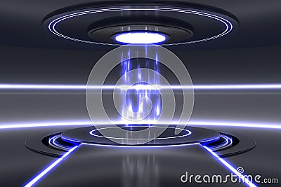 3D rendered illustration of futuristic teleportation station Cartoon Illustration