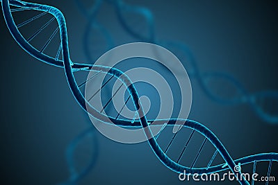 3D rendered illustration of glowing DNA molecule. Genetics and microbiology. Cartoon Illustration