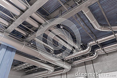 3D rendered illustration of HVAC system and pipes Cartoon Illustration