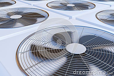 3D rendered illustration of HVAC units heating, ventilation and air conditioning Cartoon Illustration