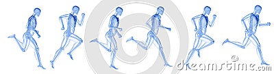 A running mans skeleton Cartoon Illustration