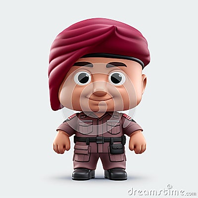 Adorable Toy Soldier Illustration With Maroon Hat Cartoon Illustration