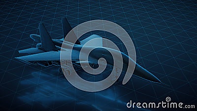 3d rendered illustration of su 34 airplane front perespective view Cartoon Illustration