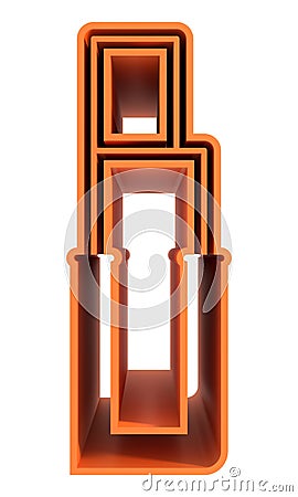 3D rendered illustration.Tall orange letter isolated on white background. Cartoon Illustration