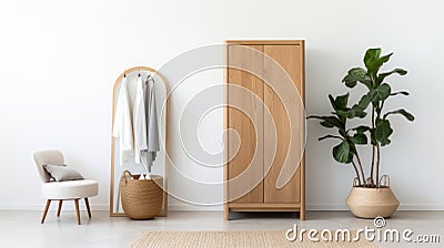 Minimalist Wooden Armoire By West Elm - High Quality Photo Stock Photo